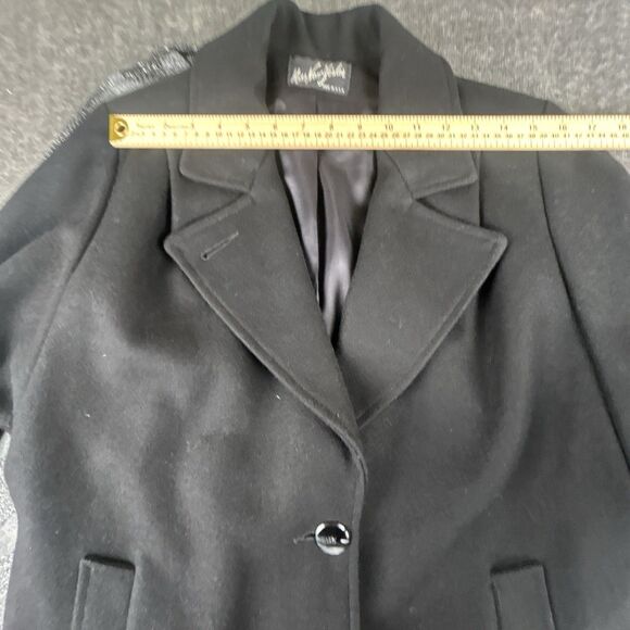 VTG Miss New Yorker Wool Blend Scarf Coat Womens Sz L Black USA Made 90s Winter - Picture 10 of 14